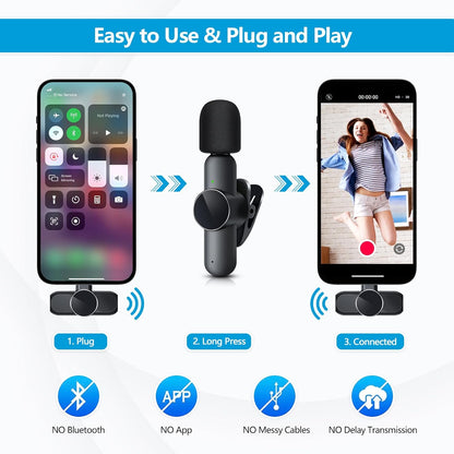 New Wireless Lavalier Microphone Portable Audio Video Recording Mini Mic